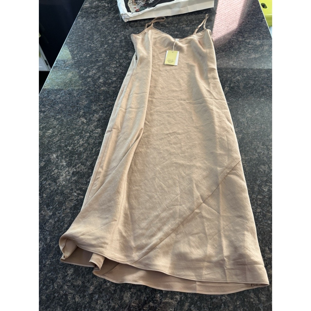 Wilfred Only Slip‎ Midi Dress Marmont Beige Champagne Size S 119121